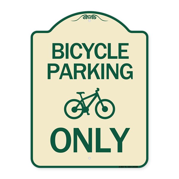 Bicycle Parking Only With Graphic Heavy-Gauge Aluminum Architectural Sign, 24" x 18", TG-1824-24320